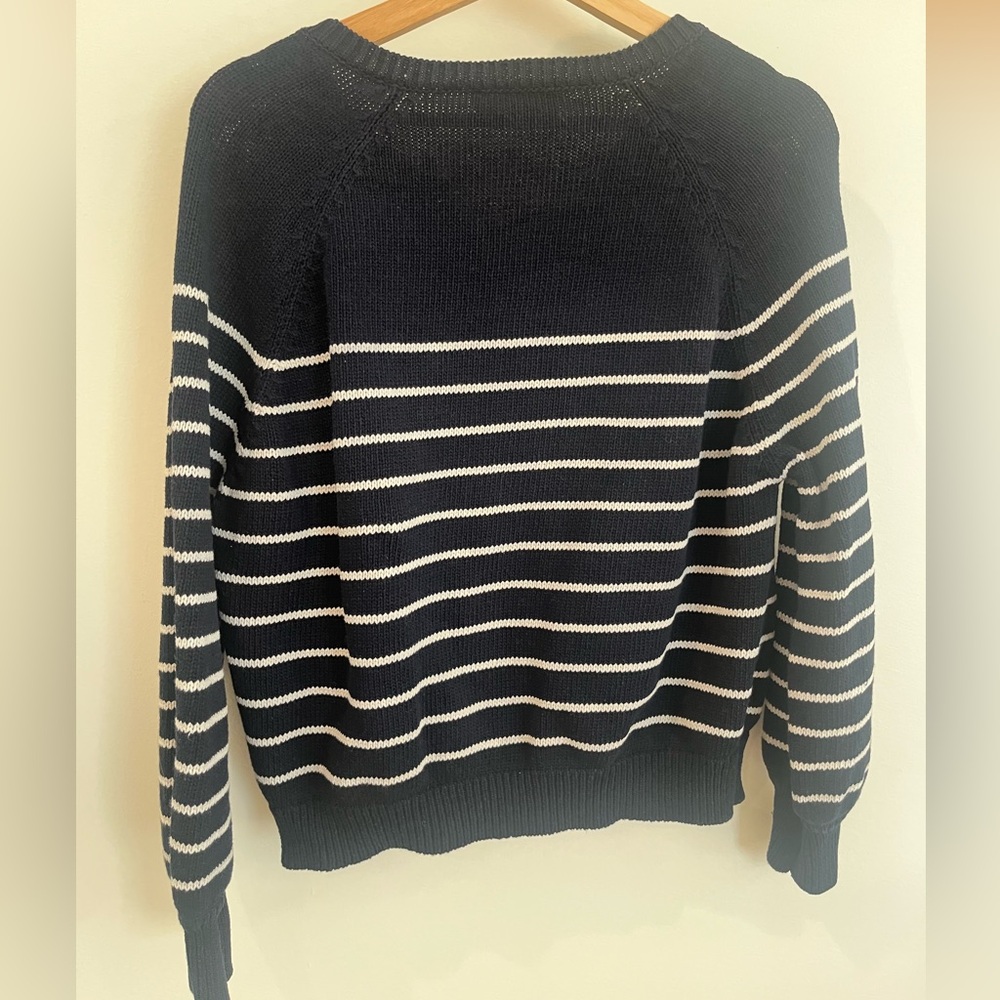 Sezane LÉONTINE JUMPER Navy and White Striped Sweater Size Small - Picture 6 of 9